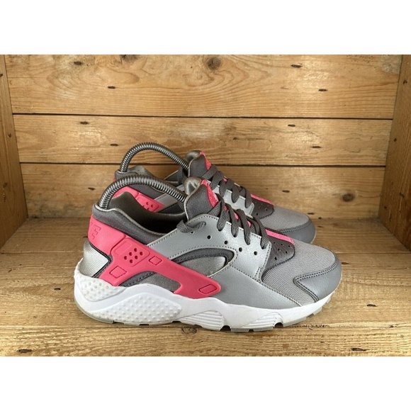 NIKE Huarache Run GS 654280-006 Athletic Shoes Grey/Pink Size 6Y Womens 7.5 - Picture 1 of 8